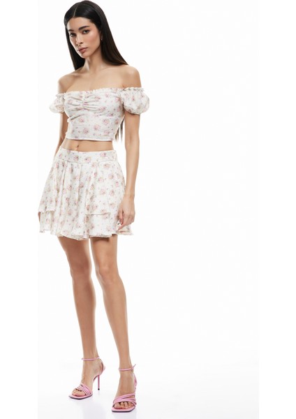 Astarlı Aerobin Kumaş Fırfırlı Mini Çiçekli Etek fiyatları