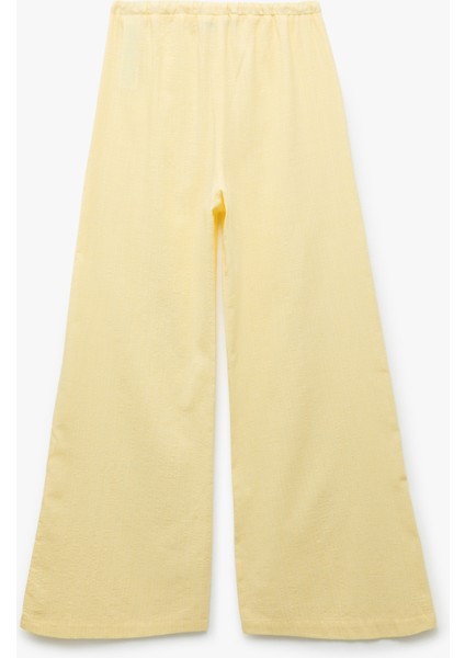 Beli Bağcıklı Düz Paça Viskon Karışımlı Pantolon fırsatları