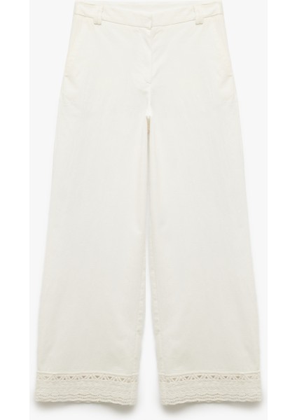 Viskon Kumaş Brodeli Fisto Detaylı Cepli Düz Bol Paça Pantolon fırsatları