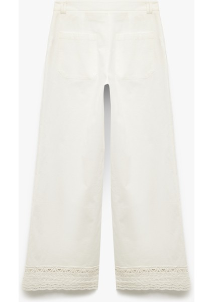 Viskon Kumaş Brodeli Fisto Detaylı Cepli Düz Bol Paça Pantolon indirimleri