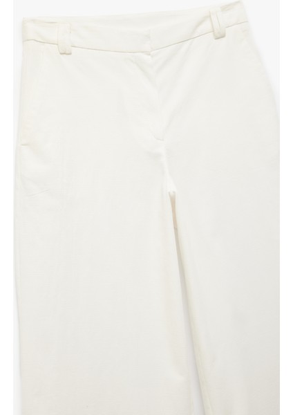 Viskon Kumaş Brodeli Fisto Detaylı Cepli Düz Bol Paça Pantolon