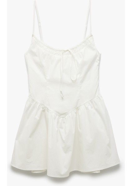 Pamuklu Önden Bağlama Detaylı A Kesim Ince Askılı Mini Elbise modelleri