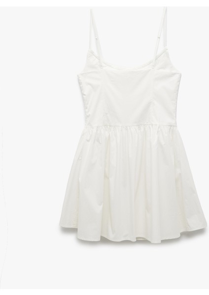 Pamuklu Önden Bağlama Detaylı A Kesim Ince Askılı Mini Elbise fırsatları