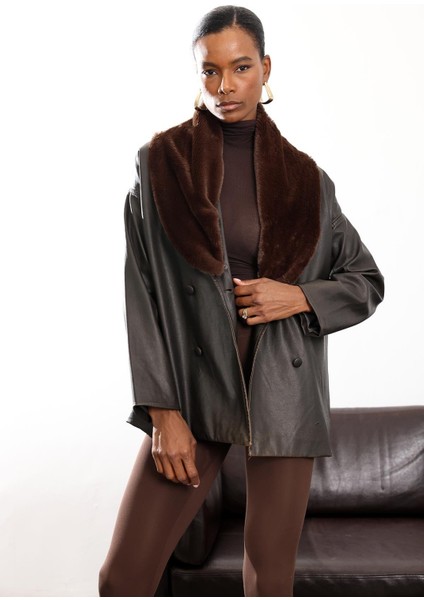 Acı Kahve Şal Yaka Deri Mont 99808