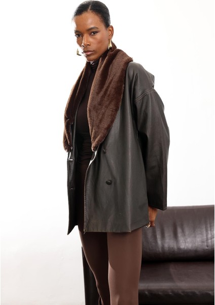 Acı Kahve Şal Yaka Deri Mont 99808 modelleri