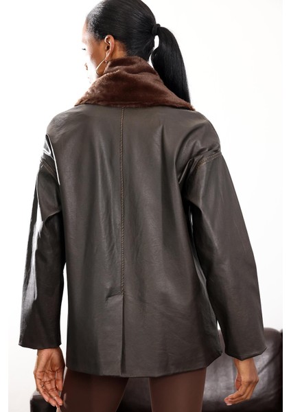 Acı Kahve Şal Yaka Deri Mont 99808