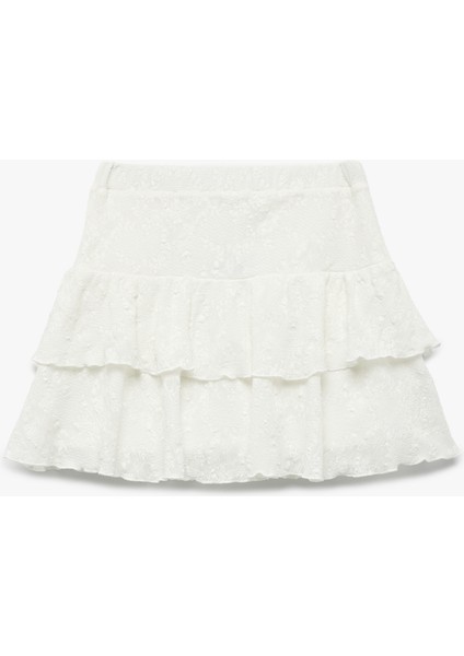 Yüksek Bel Katlı Volanlı Astarlı Jakarlı Mini Etek modelleri