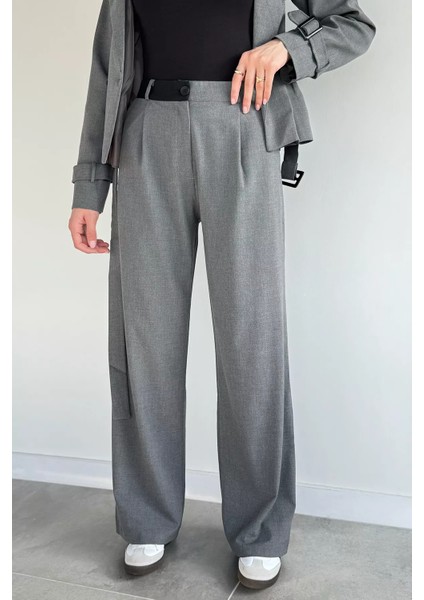 Kadın Iç Astarlı Kemer Detaylı Blazer Ceket Pantolon Ikili Takım P-00019233 modelleri