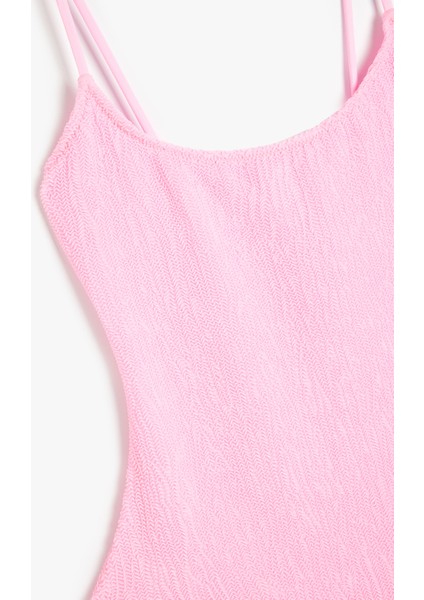 Dokulu Mayo Slim Fit U Yaka Ince Askılı