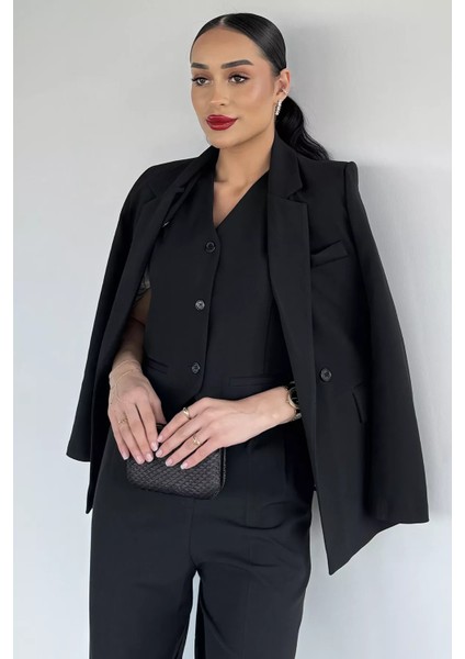Kadın Yelek Blazer Ceket Pantolon Üçlü Takım P-00019230 modelleri