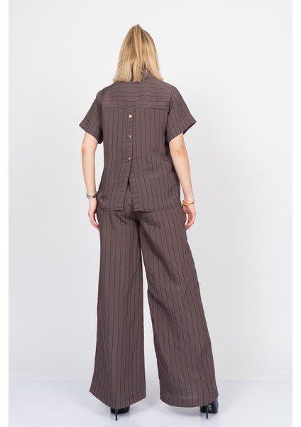 Arkası Yırtmaç Detaylı Gömlek - Beli Lastikli Cepli Pantolon Takım 70031 indirimleri