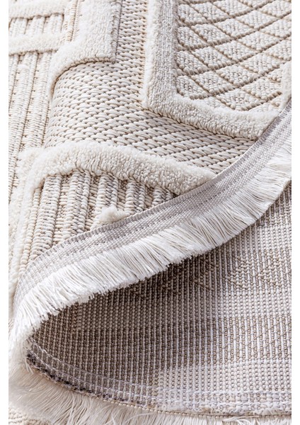 Enti Bonn 8808 Krem Daire Iskandinav Halı Salon Halısı Kesme Halı Yolluk