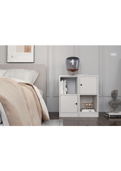 Raflı Iki Kapaklı Beyaz Komodin Çıtasız KMD-1033-Ç fiyatları