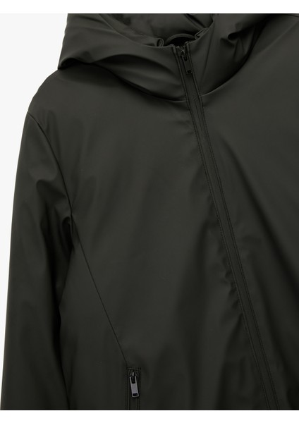Kapüşonlu Su Itici Uzun Kollu Fermuarlı Cep Detaylı Anorak Mont indirimleri