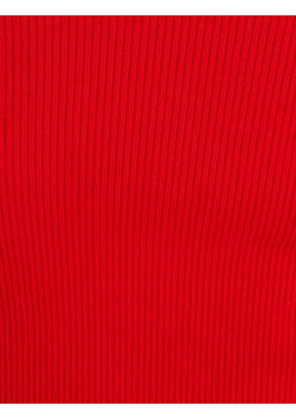 Omzu Açık Crop Tişört Dirsek Boy Kol Pamuklu Slim Fit