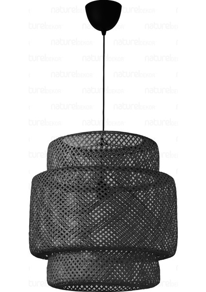 Bambu Siyah Avize 50CM- Bohem, Iskandinav, Modern, Rattan, Sinnerlig, Aydınlatma