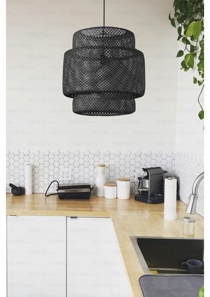 Bambu Siyah Avize 50CM- Bohem, Iskandinav, Modern, Rattan, Sinnerlig, Aydınlatma modelleri