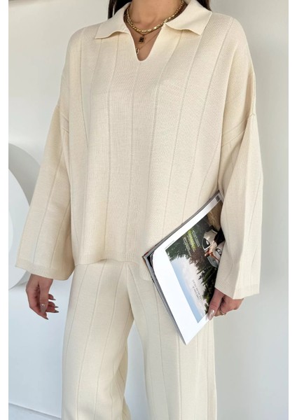 Polo Yaka Bluz Pantolon Triko Ikili Takım P-00019174