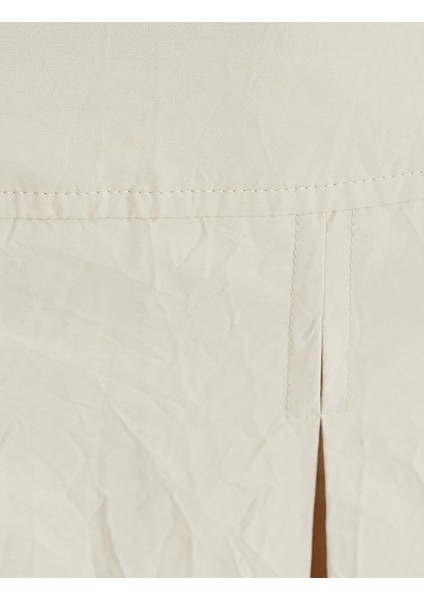 Pileli Mini Etek Kargo Cep Detaylı Poplin Kumaş