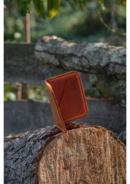 Minimalist Deri Erkek Kartlık - Hakiki Dana Derisi - El Işçiliği
