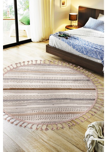 Enti Bonn 8803 Bej Daire Iskandinav Halı Salon Halısı Kesme Halı Yolluk