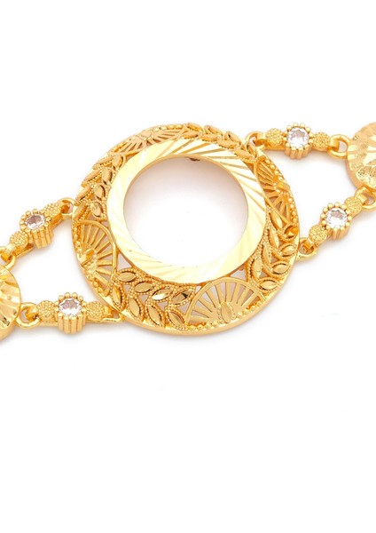 altın kaplama çiçek desenli çeyrekli çerçeve bileklik blk-1195 fiyatları