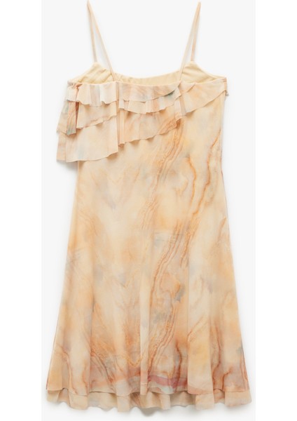 Batik Desenli Ince Askılı Fırfırlı Şifon Mini Elbise fırsatları