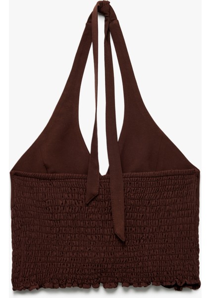 Viskon Halter Yaka Boyundan Bağlamalı Kolsuz Gipeli Crop Bluz fırsatları