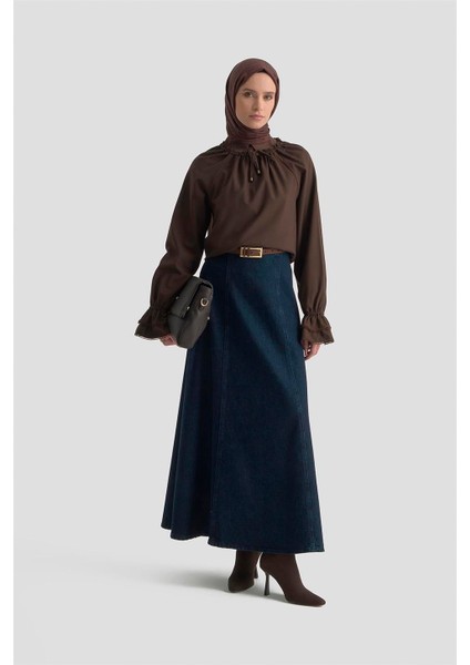 Kolu Fırfırlı Bluz 25K3832 Acı Kahve modelleri