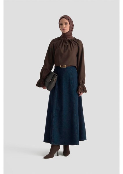 Kolu Fırfırlı Bluz 25K3832 Acı Kahve fırsatları