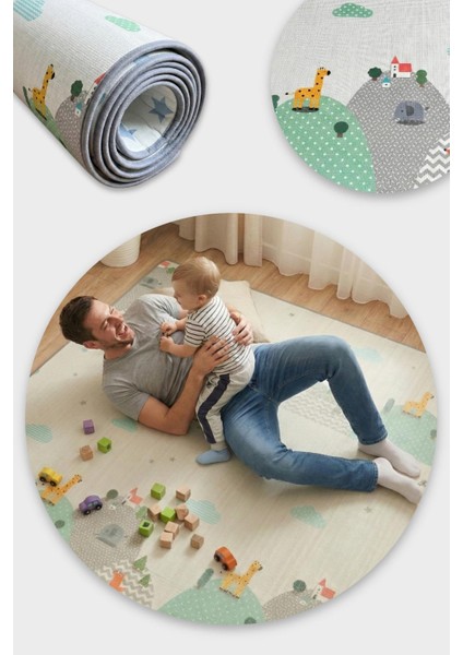 Oyun Matı, 200X140X1 cm Çift Taraflı Rulo Oyun Halısı modelleri