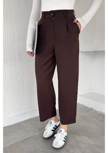 Kadın Yüksek Bel Pileli Palazzo Pantolon P-00019211