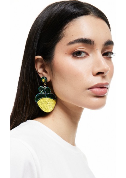 Büyük Boy Çok Renkli Boncuklu Meyve Küpe