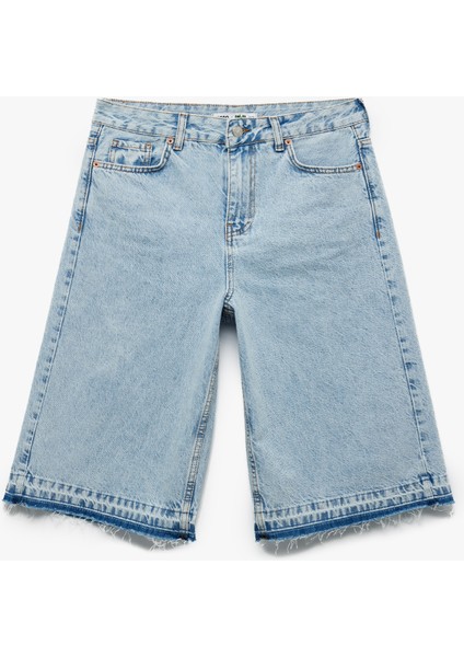 Pamuklu Pis Paça Düğmeli Cepli Denim Bermuda Şort modelleri