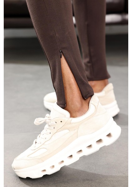 Acı Kahve Paçası Fermuarlı Tayt 2637