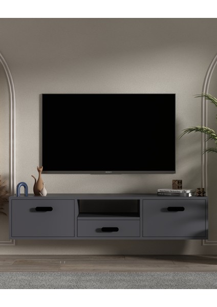 1328DROPCT-32 Duvara Montaj Tv Sehpası Antrasit-Siyah