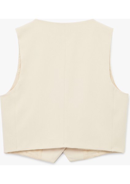 Astarlı V Yaka Düğmeli Blazer Yelek fiyatları