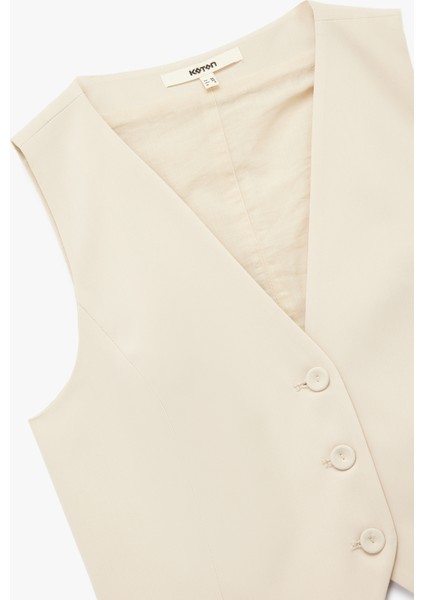 Astarlı V Yaka Düğmeli Blazer Yelek modelleri