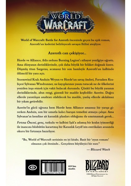 World Of Warcraft – Fırtına Öncesi - Christie Golden modelleri