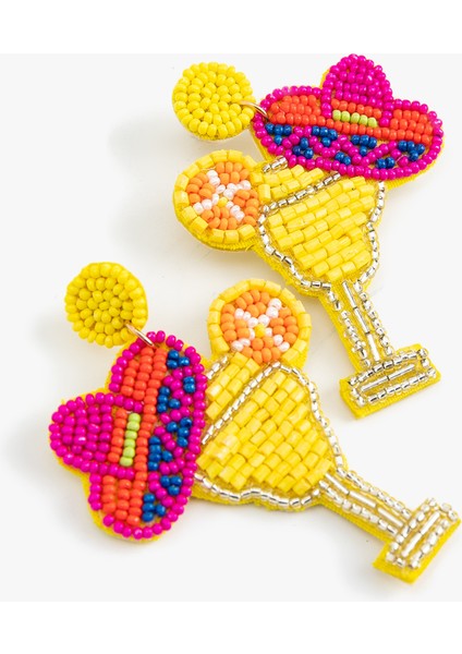 Çok Renkli Sallantılı Boncuklu Içecek Küpe modelleri