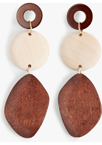 Büyük Boy Sallantılı Ahşap Geometrik Küpe fiyatları