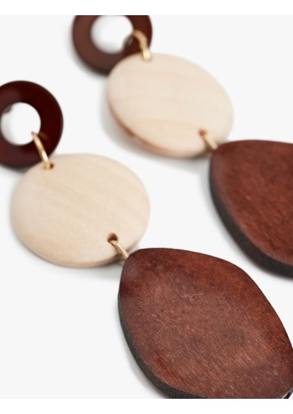 Büyük Boy Sallantılı Ahşap Geometrik Küpe modelleri