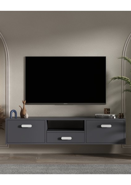 1328DROPCT-32 Duvara Montaj Tv Sehpası Antrasit-Beyaz