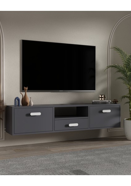 1328DROPCT-32 Duvara Montaj Tv Sehpası Antrasit-Beyaz