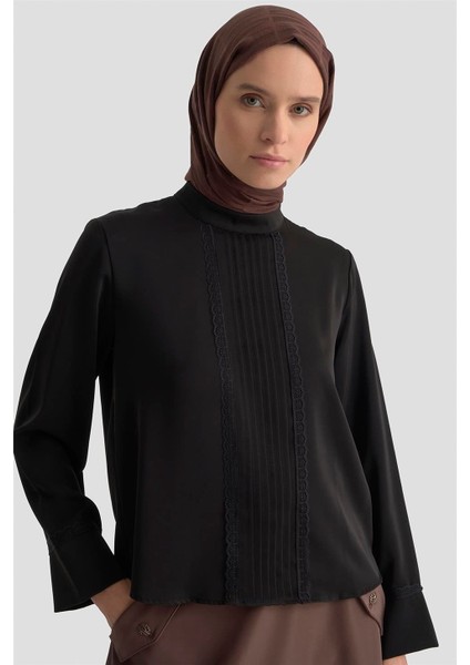 Nervürlü Bluz 25KD1112 Siyah