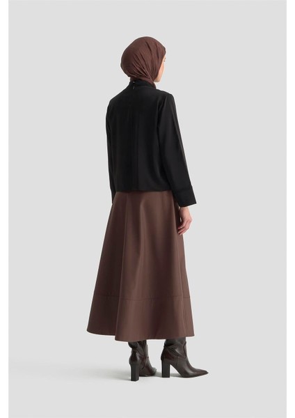 Nervürlü Bluz 25KD1112 Siyah indirimleri