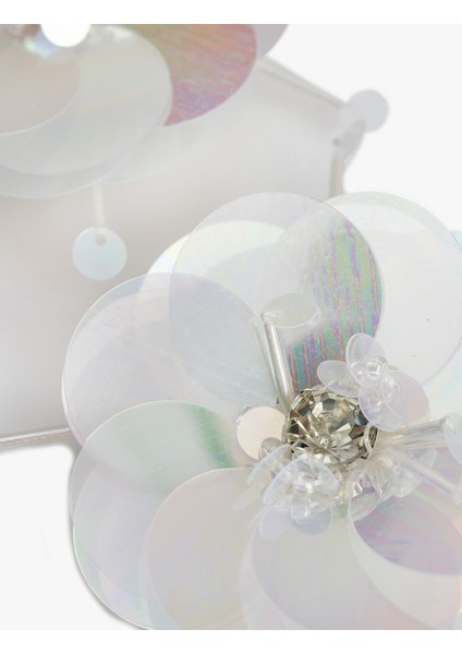 Çiçekli Pullu Taş Detaylı Küpe modelleri