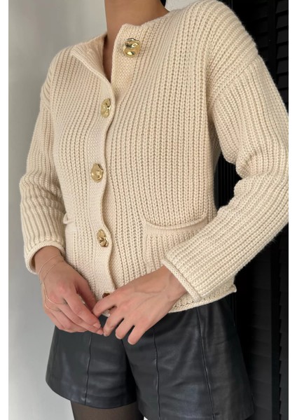 Kadın Çift Cepli Triko Ceket P-00019175