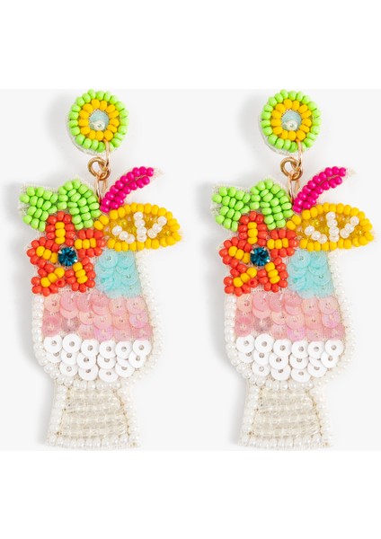 Çok Renkli Sallantılı Boncuklu Içecek Küpe