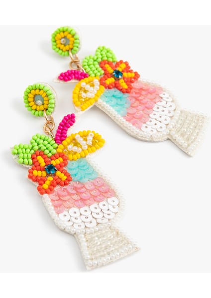 Çok Renkli Sallantılı Boncuklu Içecek Küpe modelleri